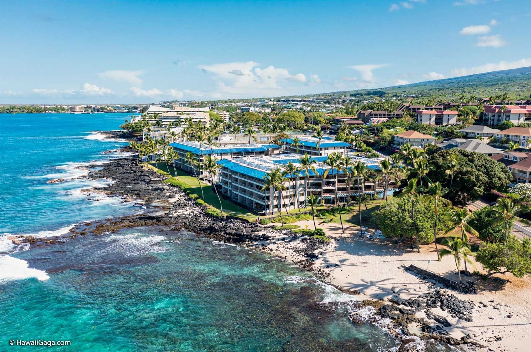 Travel Raintree Corpo: Hawaii coastal resort with ocean views and palm trees.