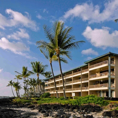 Travel Raintree Corpo: Tropical hotel with palm trees and ocean views, perfect for your vacation.