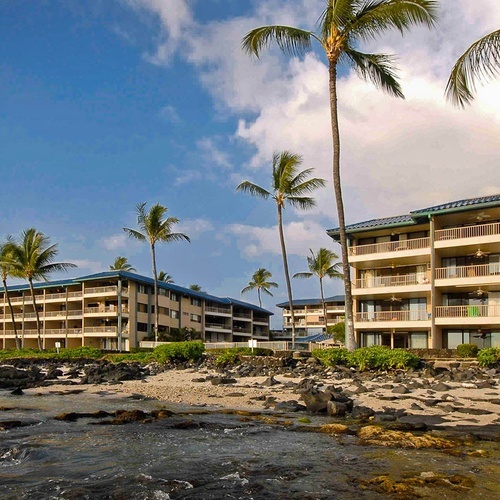 Travel Raintree Corpo: Oceanfront resort with palm trees and private balconies.