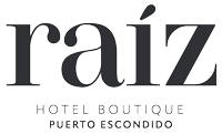 a black and white logo for raiz hotel boutique puerto escondido .