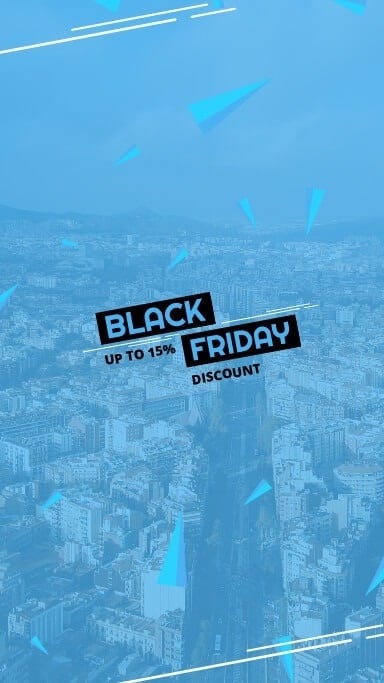 an advertisement for black friday with a city in the background