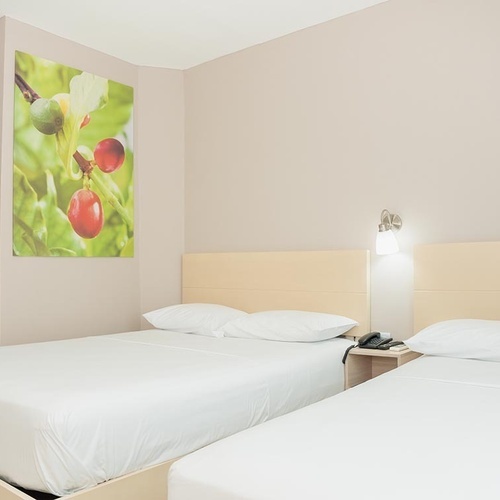 Habitación doble con cama matrimonial en Hotel Ribai Corporativa.