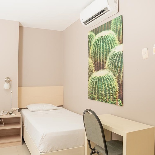 Habitación doble con cuadro de cactus en Hotel Ribai Corporativa.