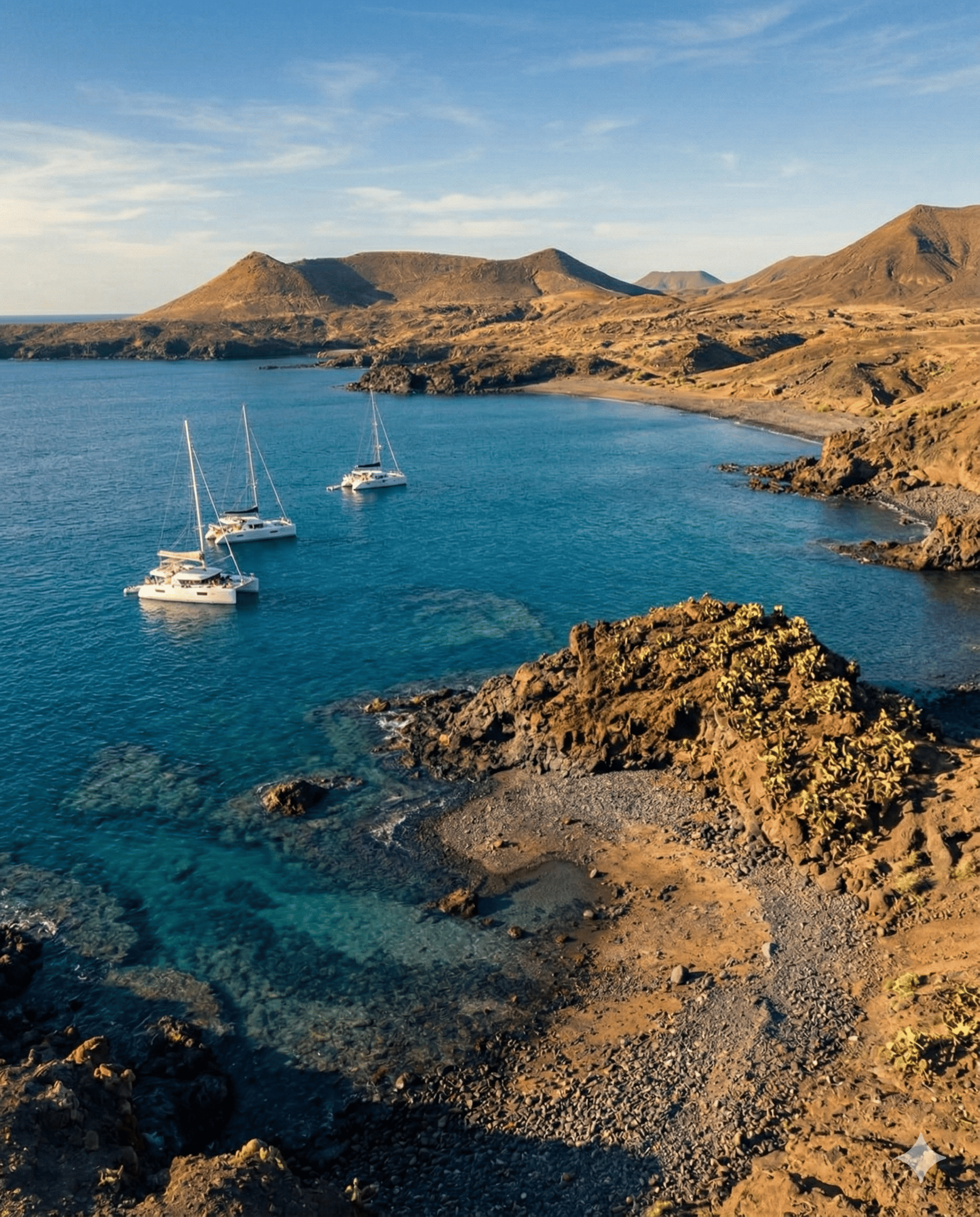 Una mujer se sumerge en el agua con los ojos cerrados y el rostro iluminado por el sol del amanecer o atardecer, con un paisaje montañoso en el fondo.