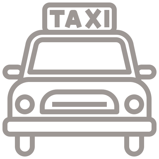 un icono de un taxi con la palabra taxi encima .