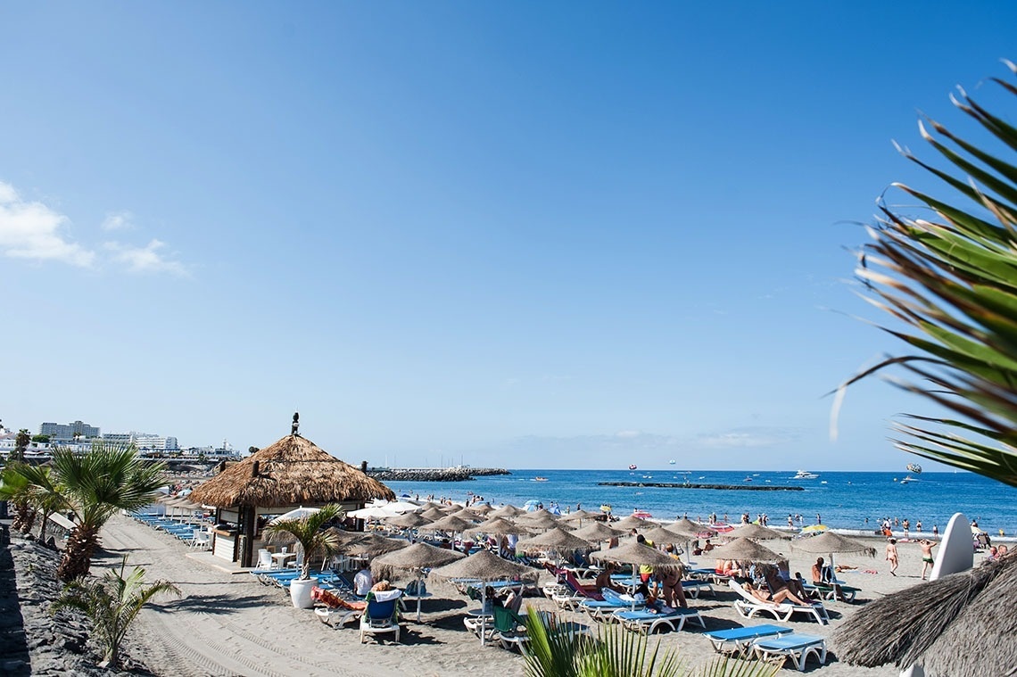 a beach with a thatched hut on top of it