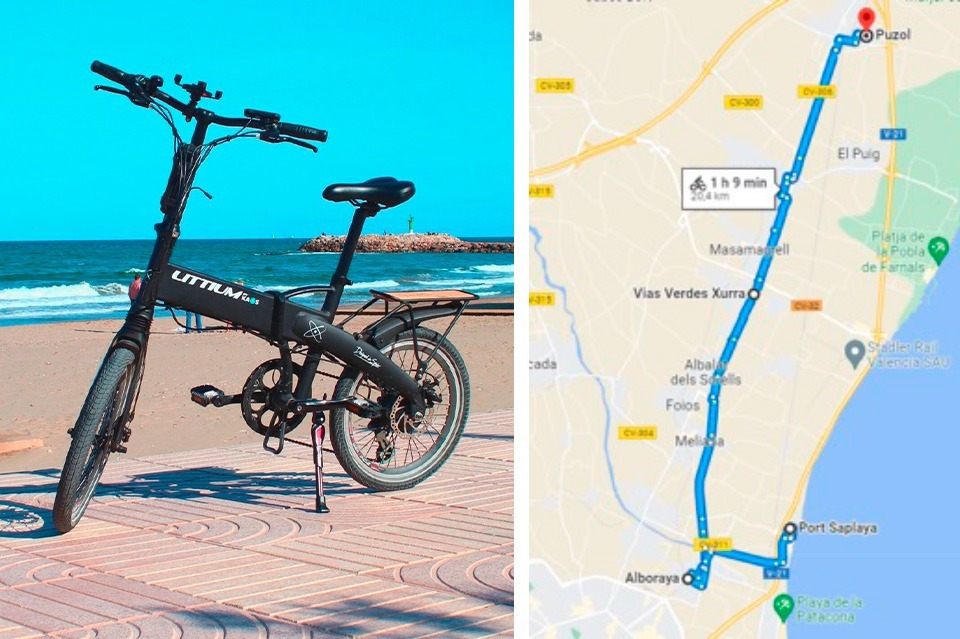 Littium electric bike by the sea. Sea You: Port Saplaya route.