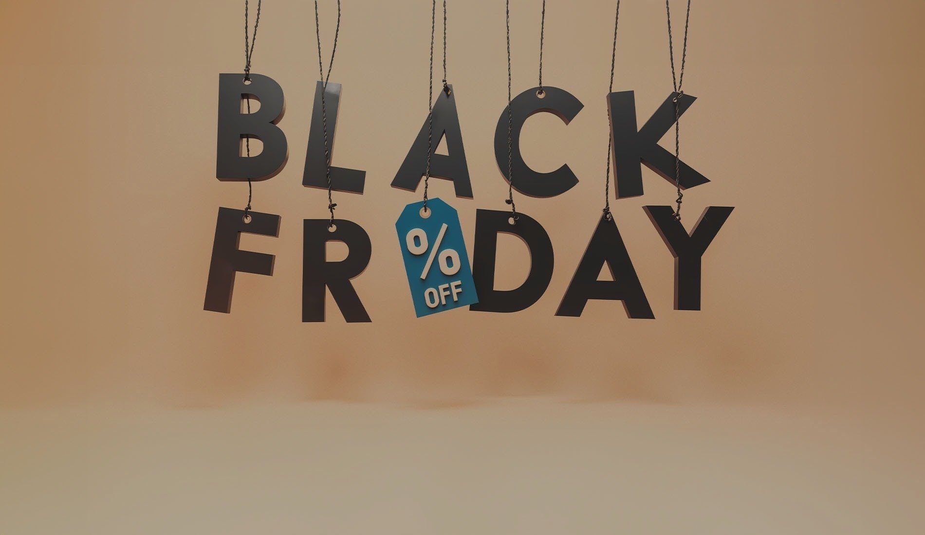 letras negras que dicen black friday y un porcentaje de descuento