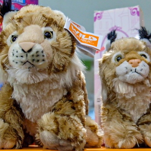 dos animales de peluche están sentados uno al lado del otro