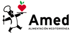 Logo de Amed Alimentación Mediterránea: chef con corazón y Alba Seleqtta