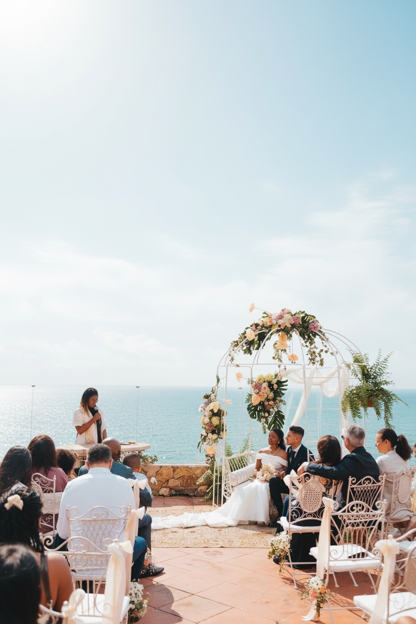Seaside wedding ceremony at Roger De Flor By Seleqtta