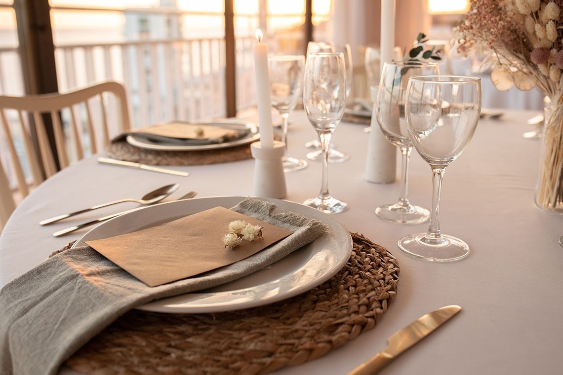 a place setting with a napkin that says ' i love you ' on it