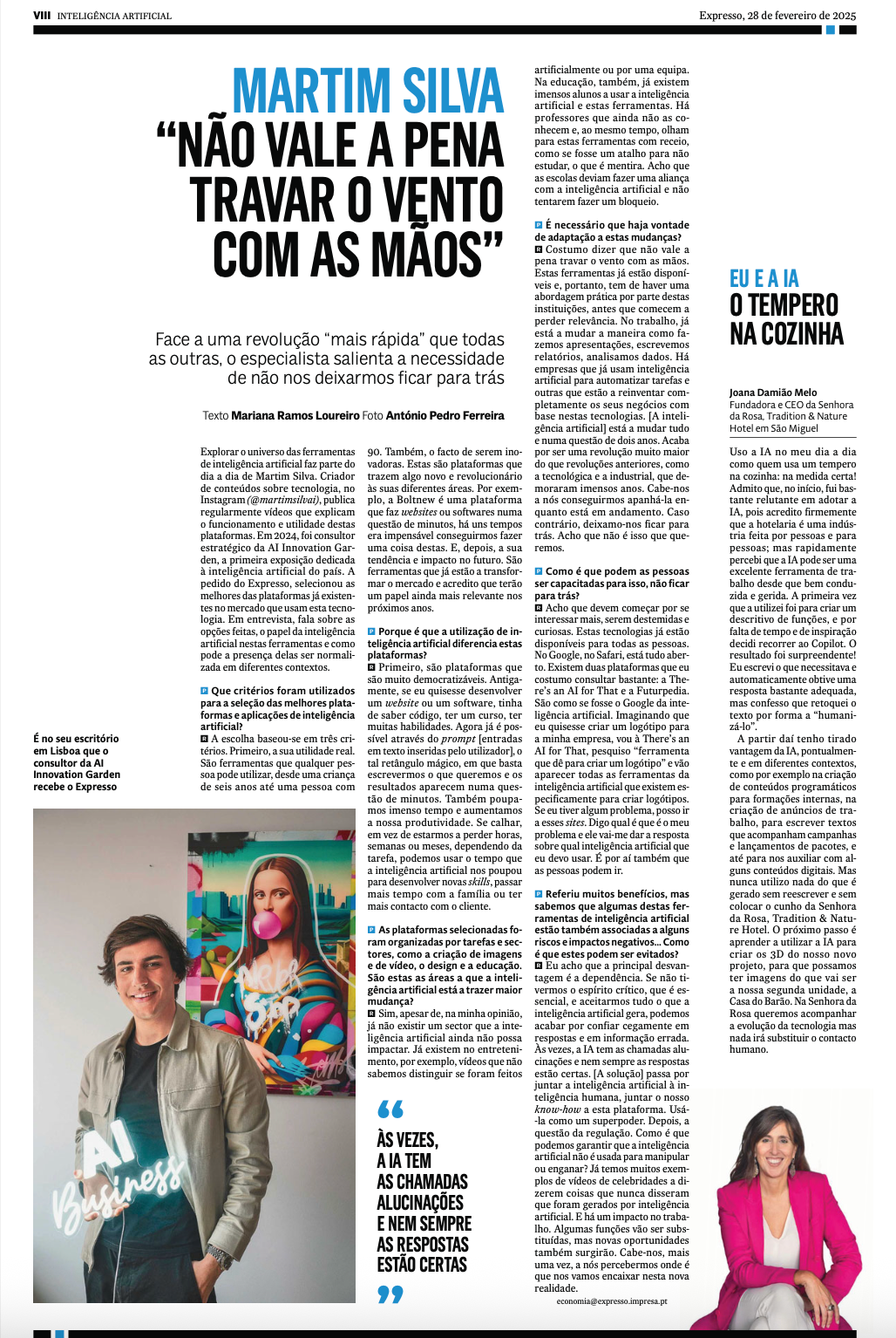 a newspaper article about martin silva is written in portuguese