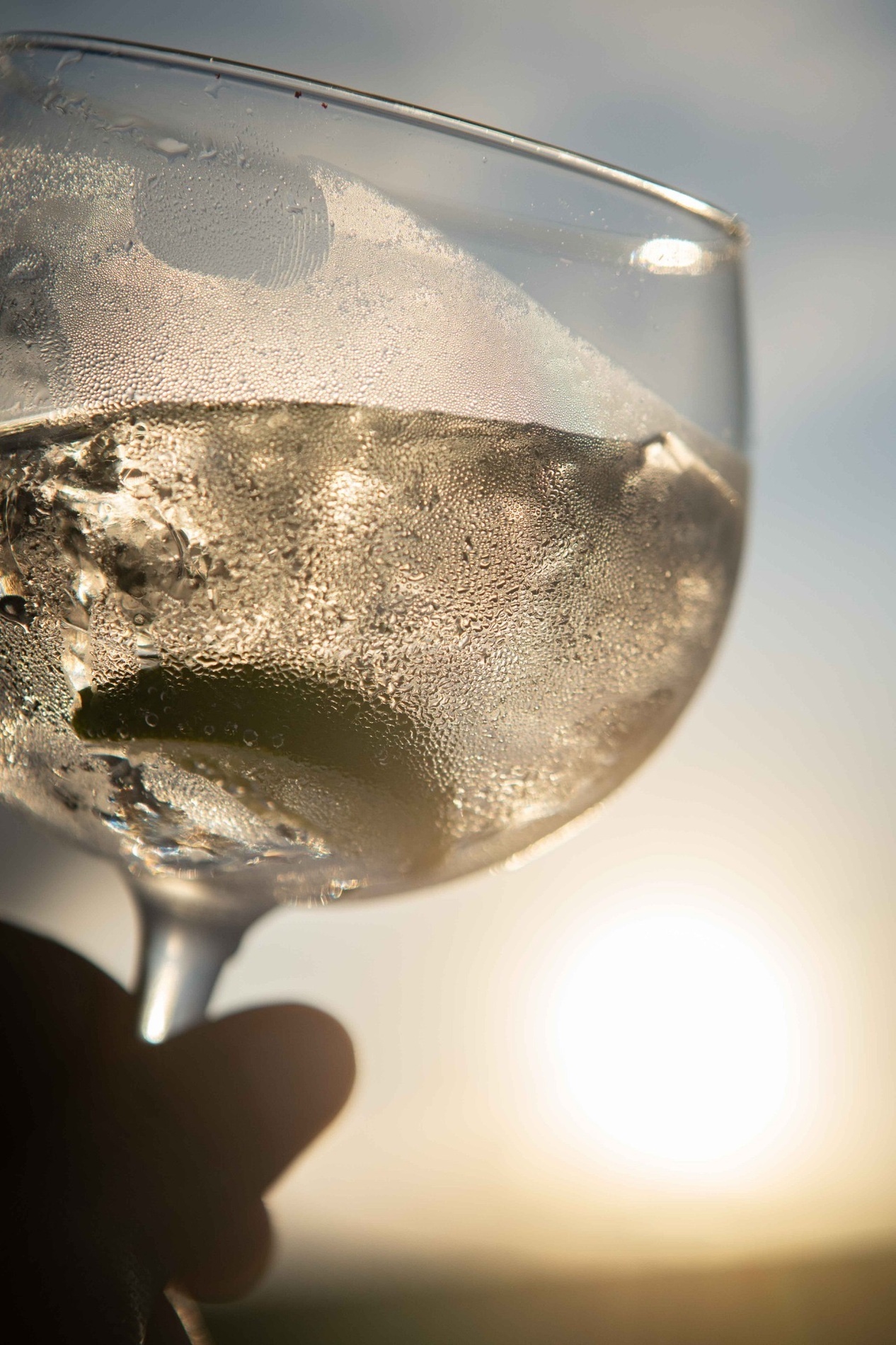 a person is holding a glass with a drink in it