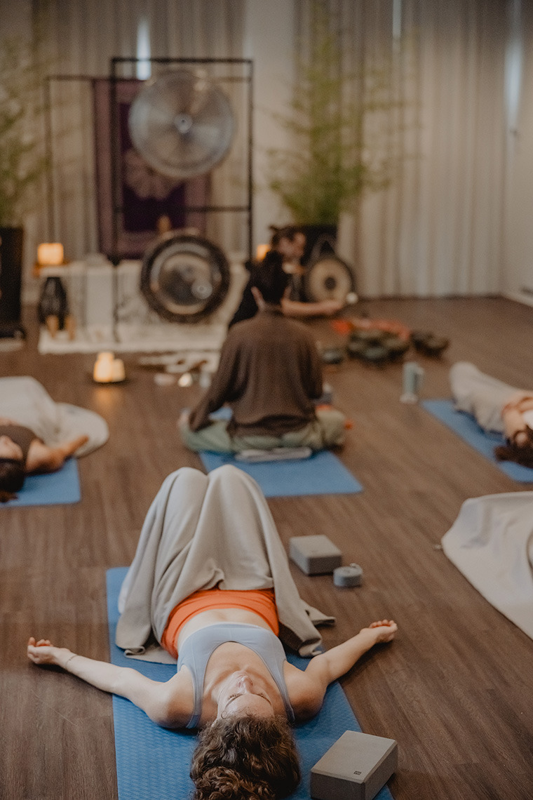 Peaceful yoga session in a serene studio Senhora da Rosa.