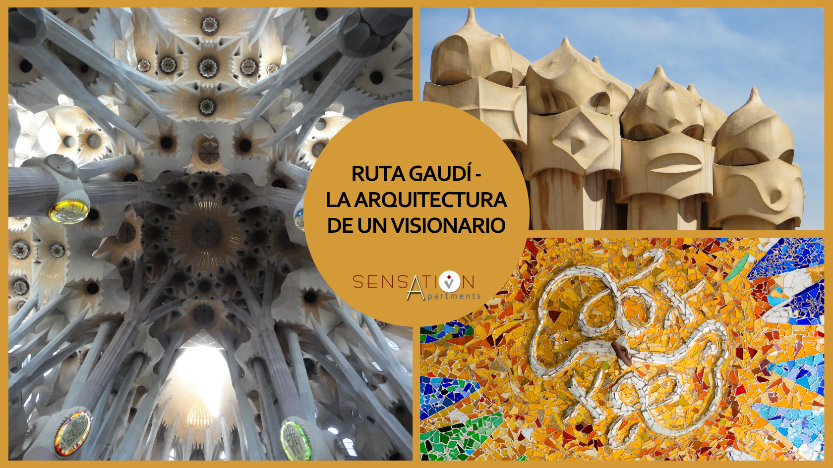 eine Collage aus Bildern mit dem Titel ruta gaudi la arquitectura de un visionario