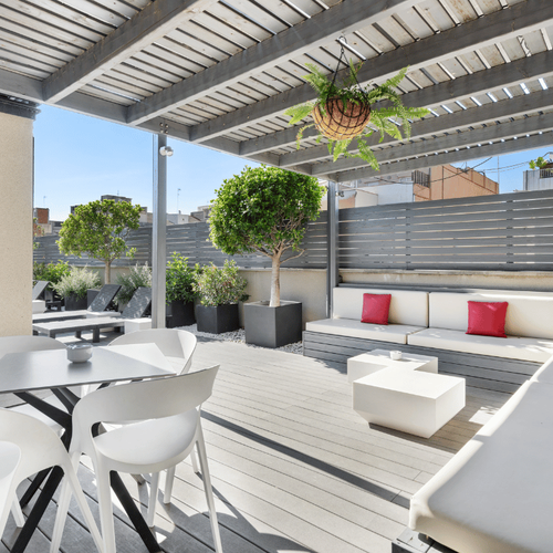 Covered area on the pool terrace