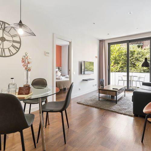 Living room and dining room 1-bedroom apartment