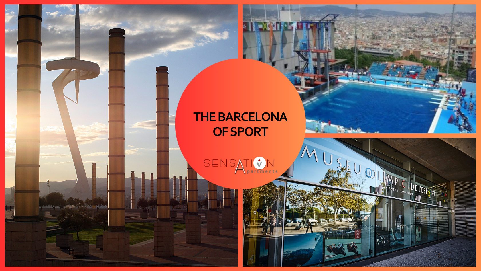 a collage of photos shows the barcelona of sport