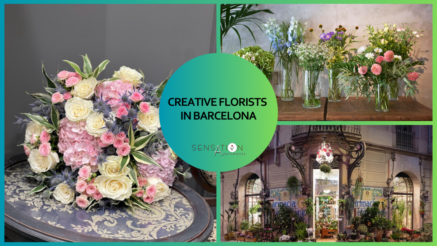 eine Collage von Bildern mit dem Titel kreative Floristen in barcelona