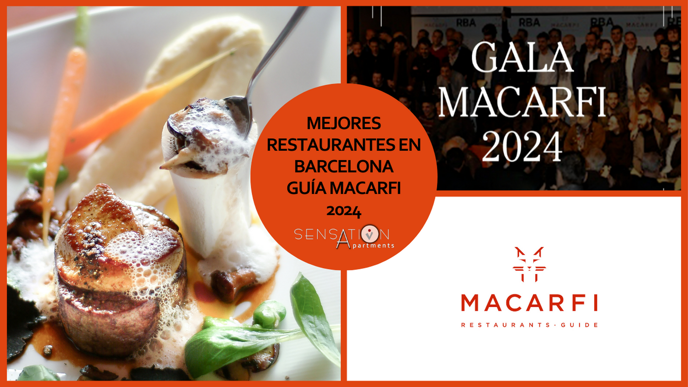 a poster for gala macarfi shows a plate of food and a group of people