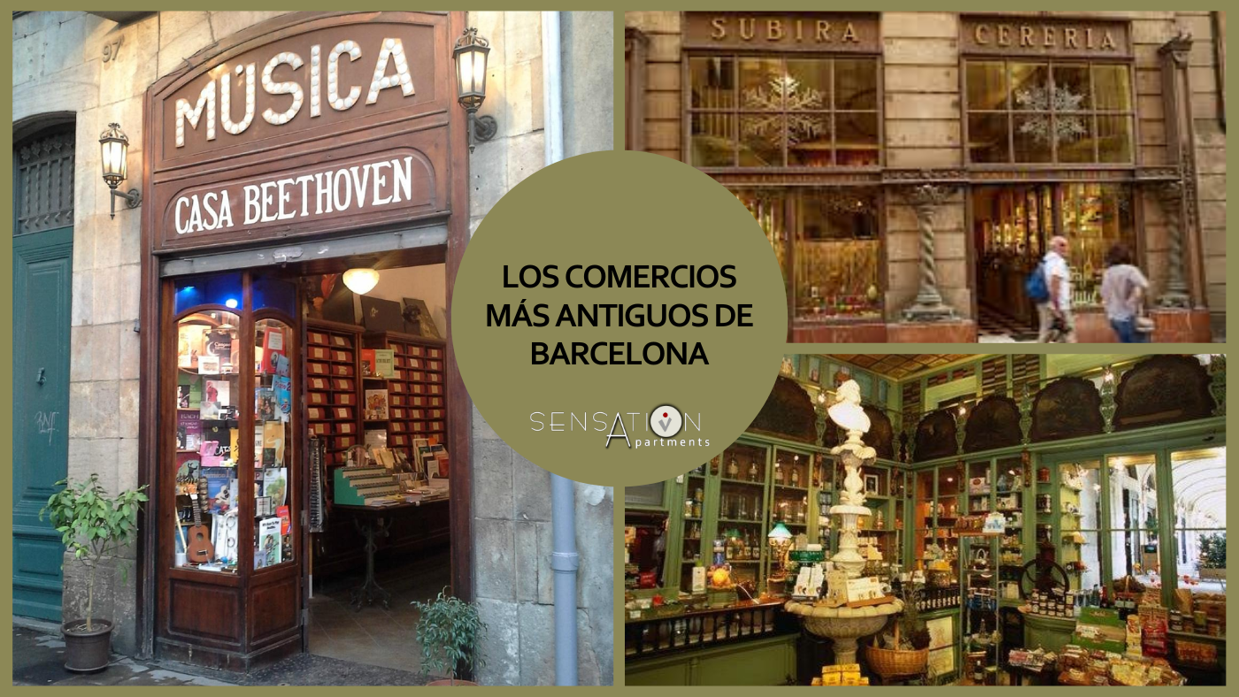 los comercios más antiguos de barcelona se muestran en un collage
