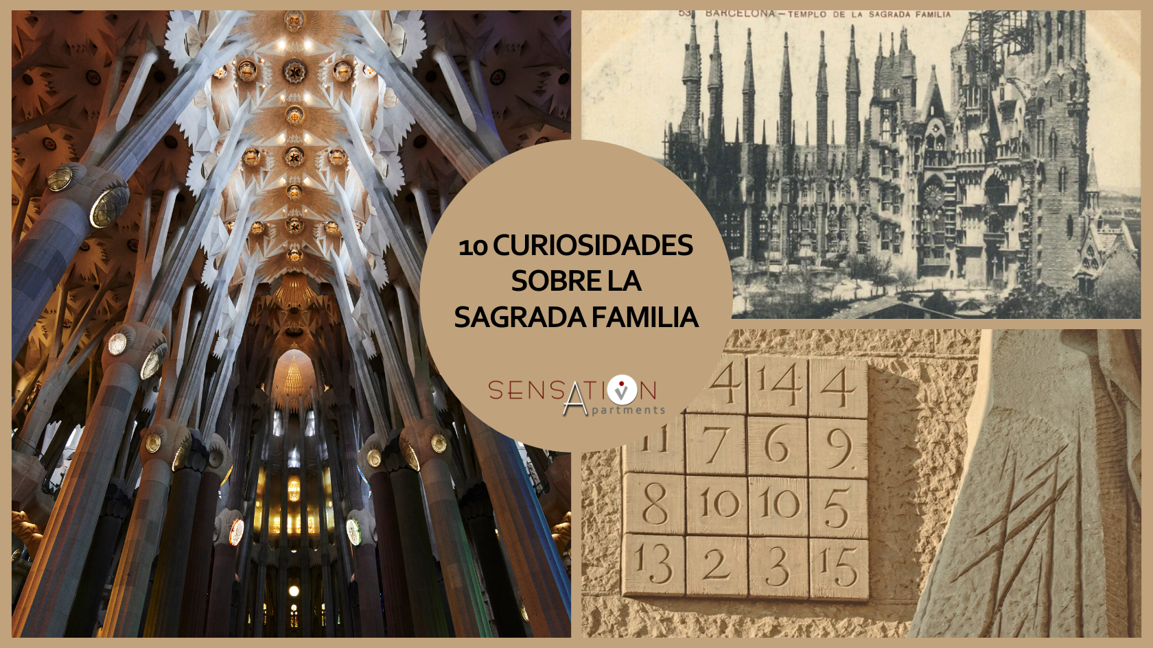 ein Collage aus Bildern mit dem Titel 10 curiosidades sobre la sagrada familia