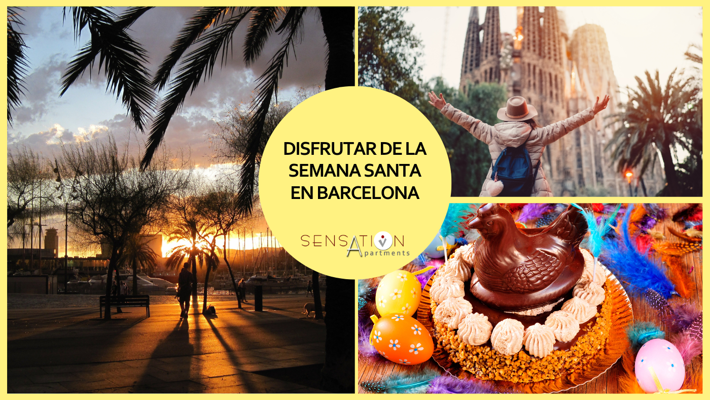 un collage di tre immagini con la scritta disfrutar de la semana santa en barcelona