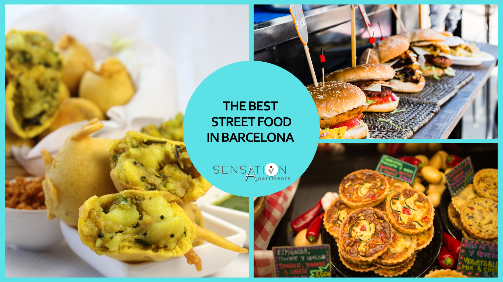 a collage of food with the words the best street food in barcelona