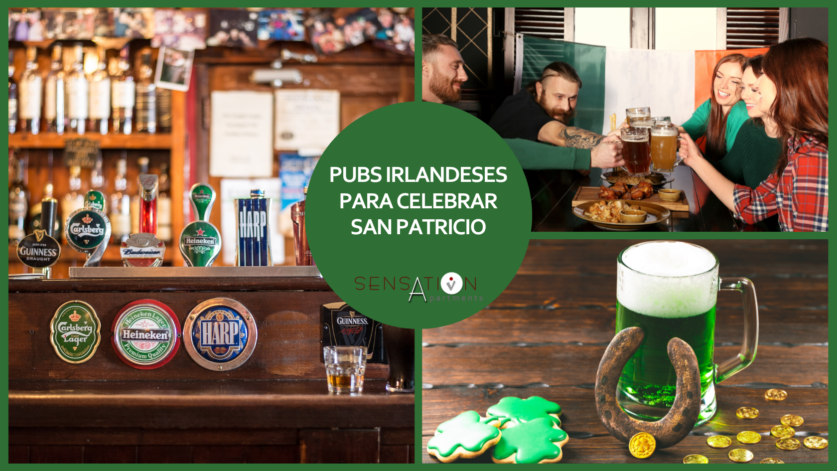 eine Collage von Bildern mit dem Titel pubs irlandeses para celebrar san patricio