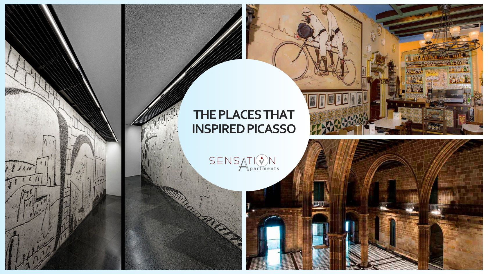 un collage de photos avec le texte " les lieux qui ont inspiré picasso "