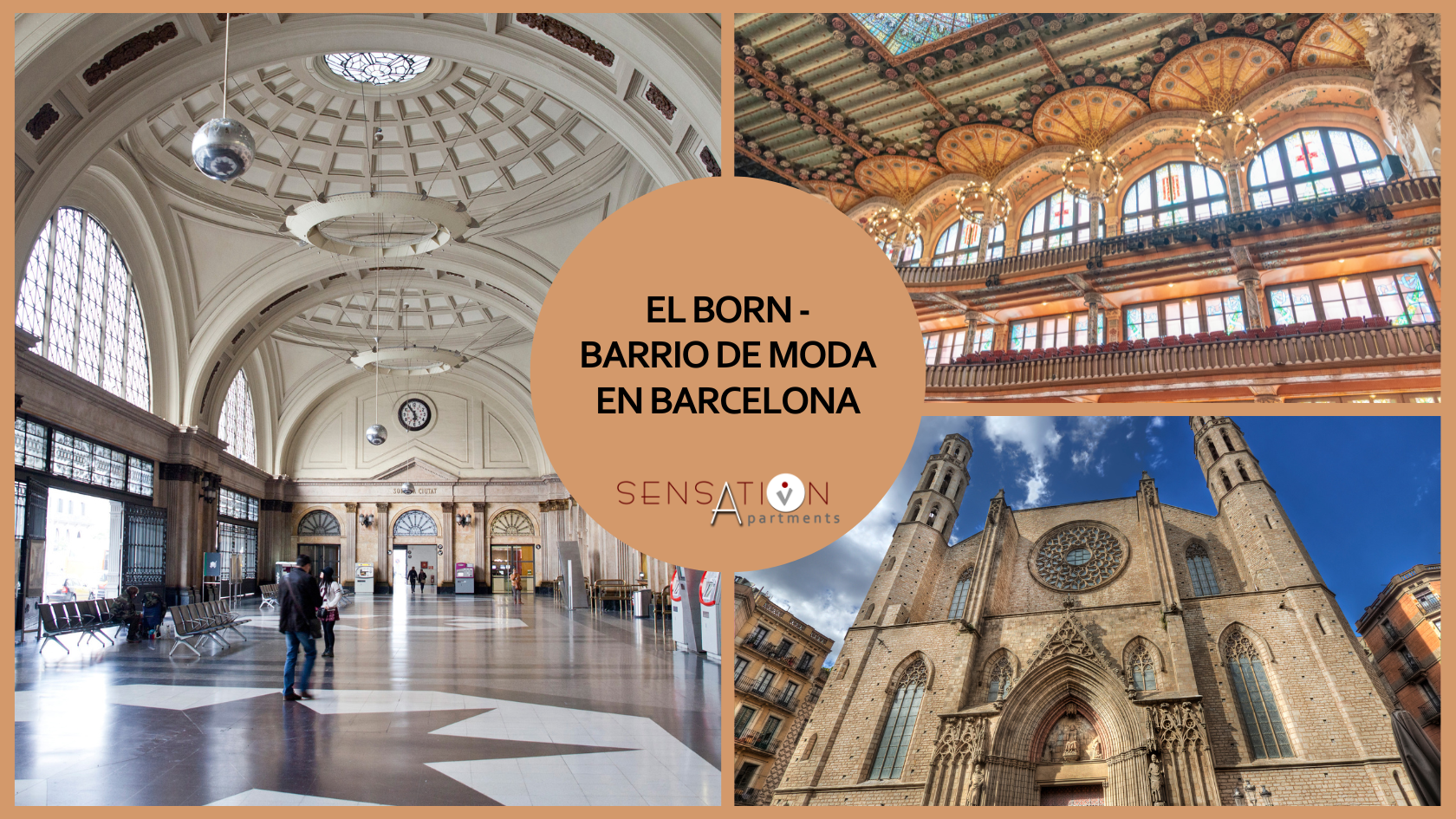 ein Collage aus Bildern mit dem Titel el born barrio de moda en barcelona