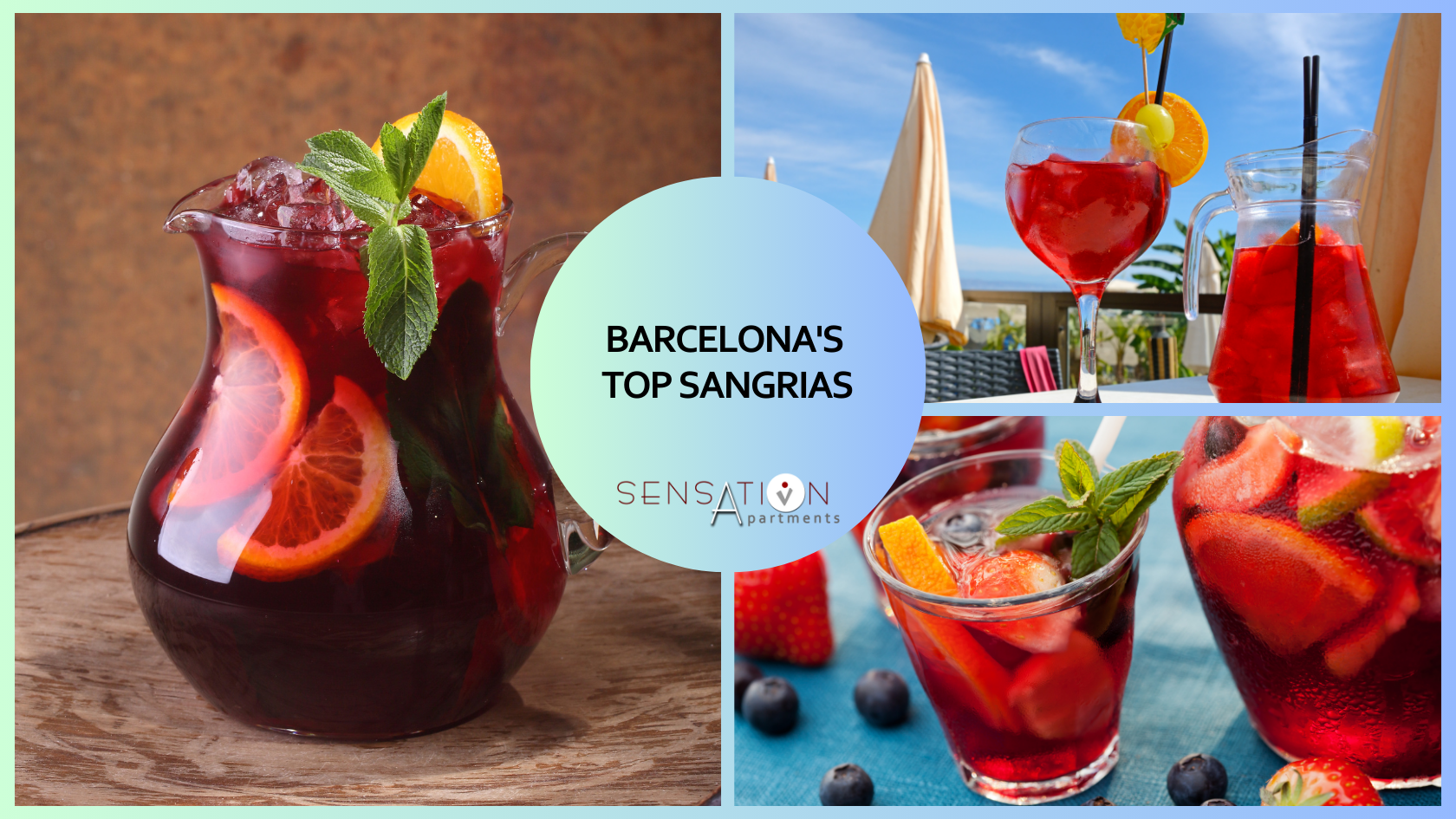 a collage of images of barcelona 's top sangrias