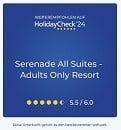 eine blaue Karte mit der Aufschrift serenade all suites - adults only resort .