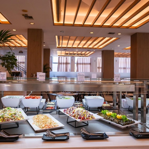 a buffet with a sign that says ' buffet ' on it