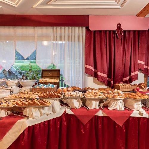 a buffet table with a lot of food on it