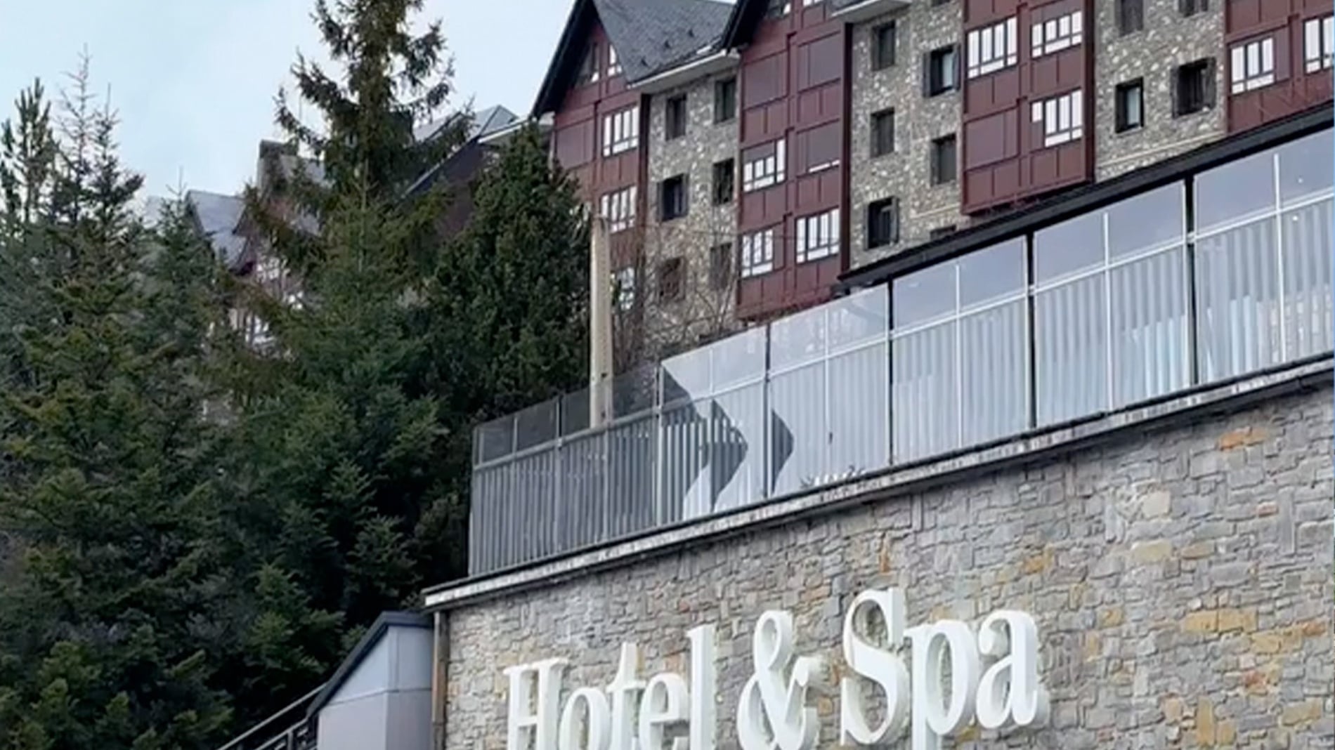 una vista aérea del hotel formigal con árboles alrededor