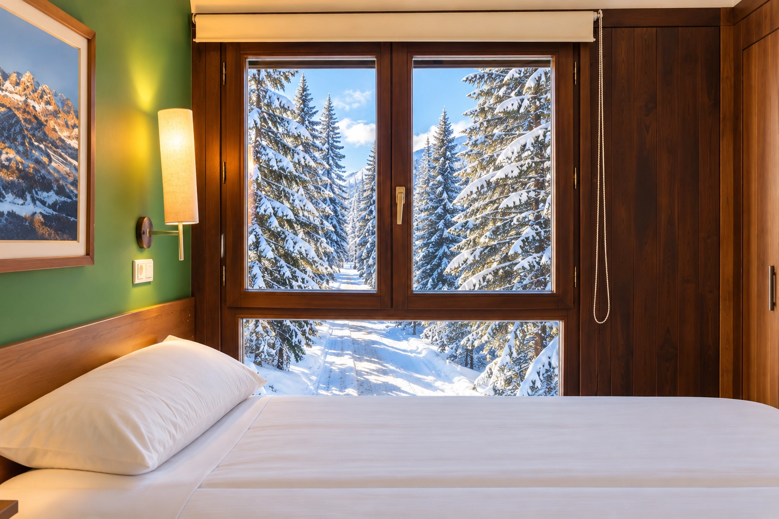 Hotel room with balcony and snow views at SNO: Candanchu.