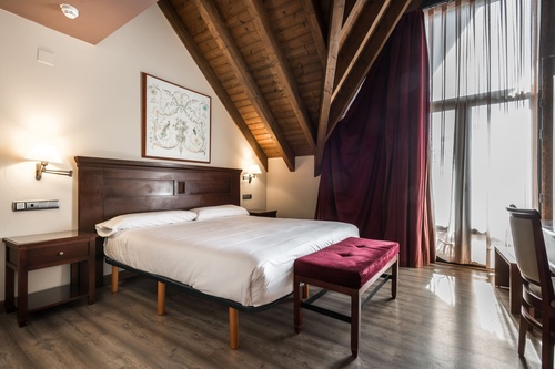 une chambre d' hôtel avec un lit king size et une fenêtre