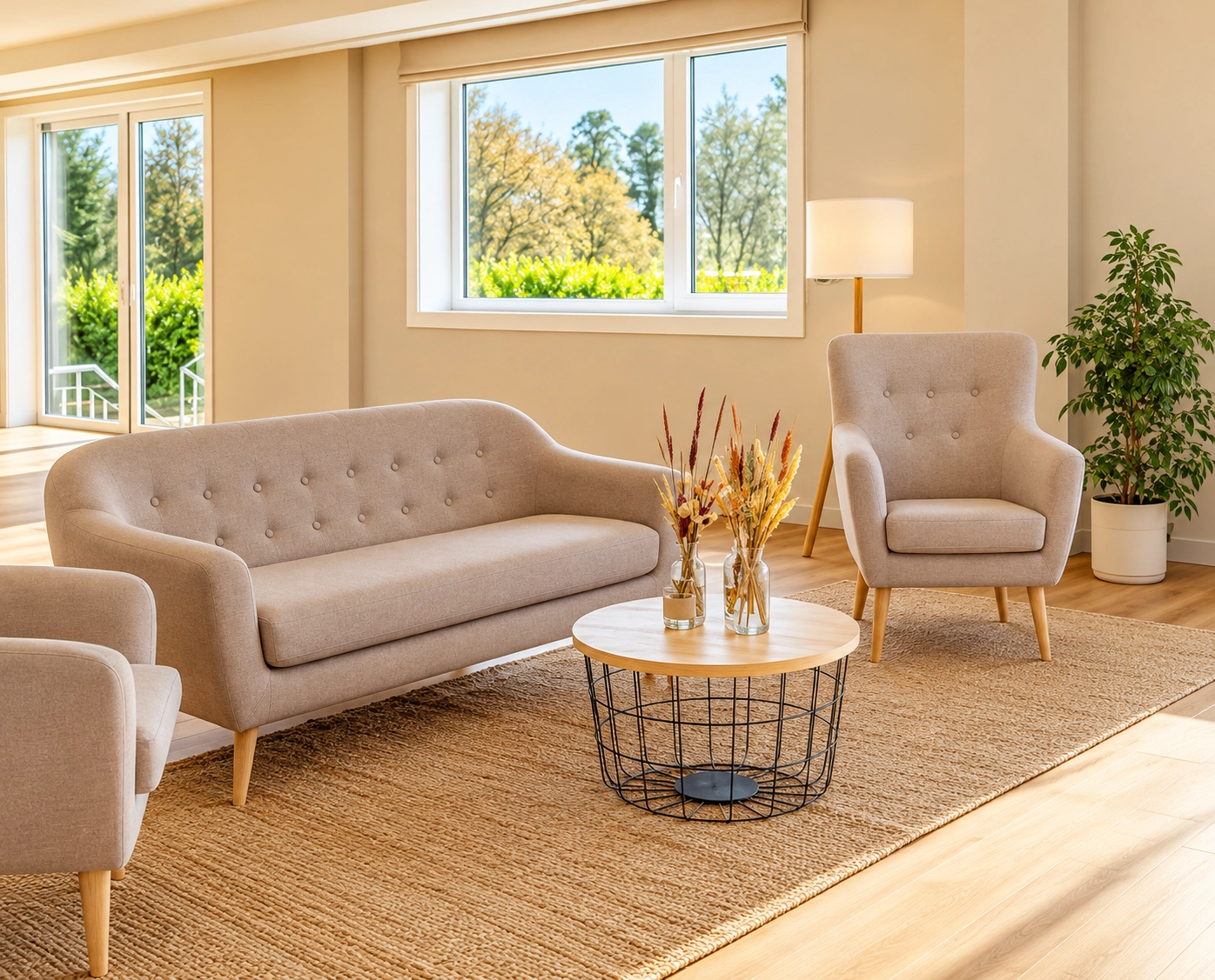 Salón luminoso con sofá y sillón, SNO: Porta das Fragas.
