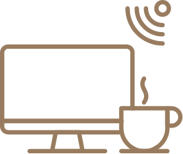 un icono de línea de una señal de hotel colgando de un poste .