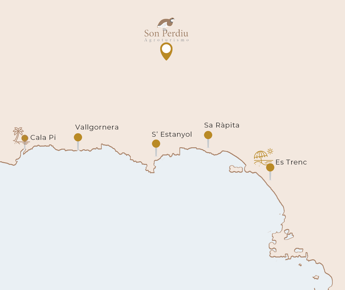 a map shows the location of son perdiu