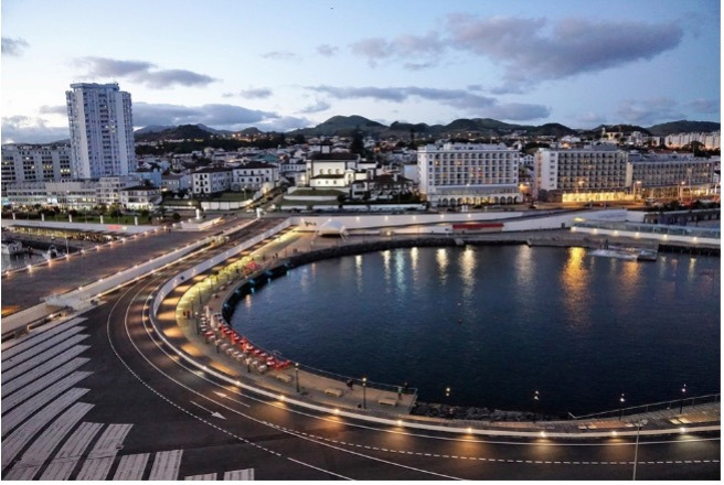 Coastal Sul Villas & Spa in Ponta Delgada, Azores, with harbor views and modern architecture.