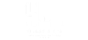 um logotipo para villas & spa em um fundo preto