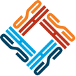 Logo de Sunset World Resorts: Corporativa, diseño abstracto en rombo con colores naranja, rojo y azul.