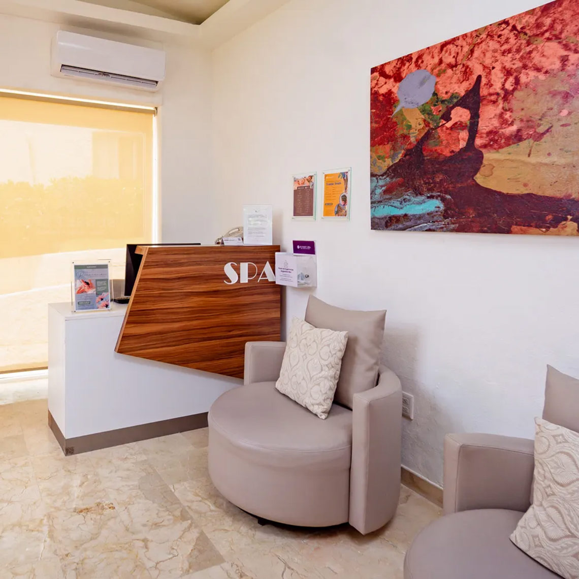 Spa reception and seating area at Sunset Royal Beach Resort | Official Page.
