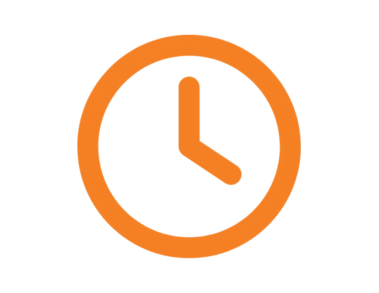 Orange clock icon. Sunset Hotels Collection: Corporativa.