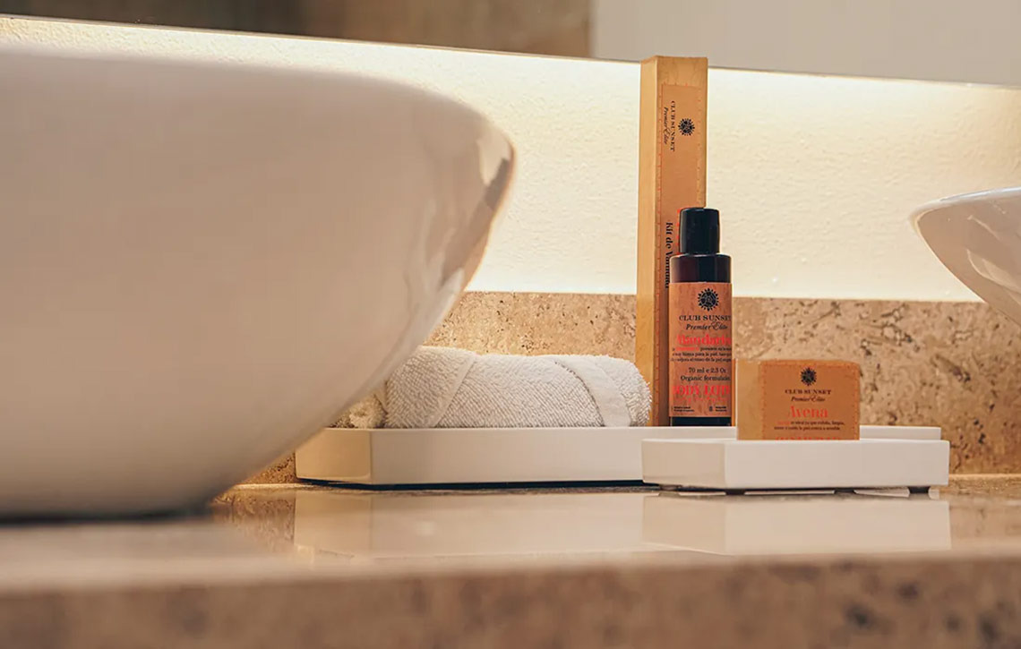 Luxury bathroom amenities at Sunset Royal Beach Resort | Official Page.