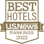 a logo that says best hotels us news rankings 2022