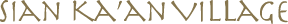 the word kaan village is written in gold on a white background